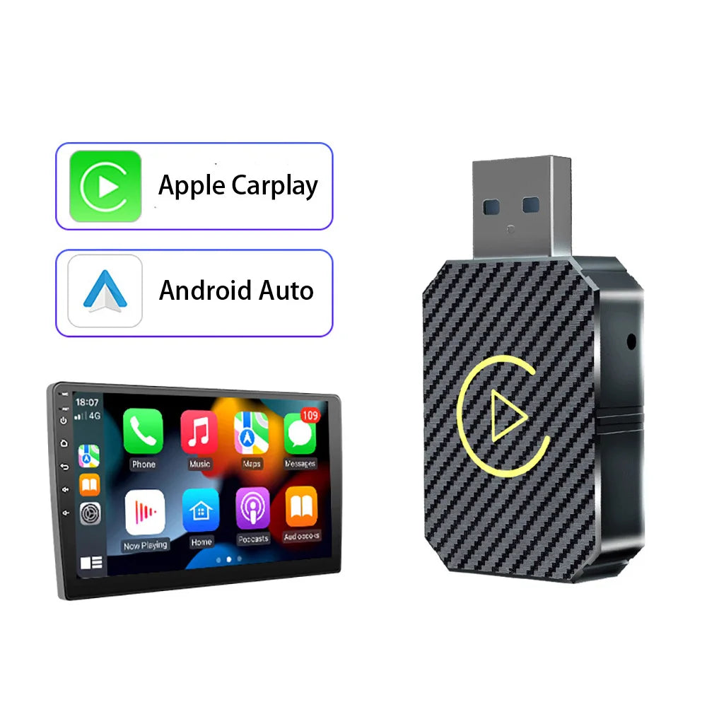 2 in 1 Wireless Carplay Adapter&Android Mini Auto Wireless Adapter 5Ghz Wifi Type-C/Usb Plug & Play Carplay Wireless Adapter